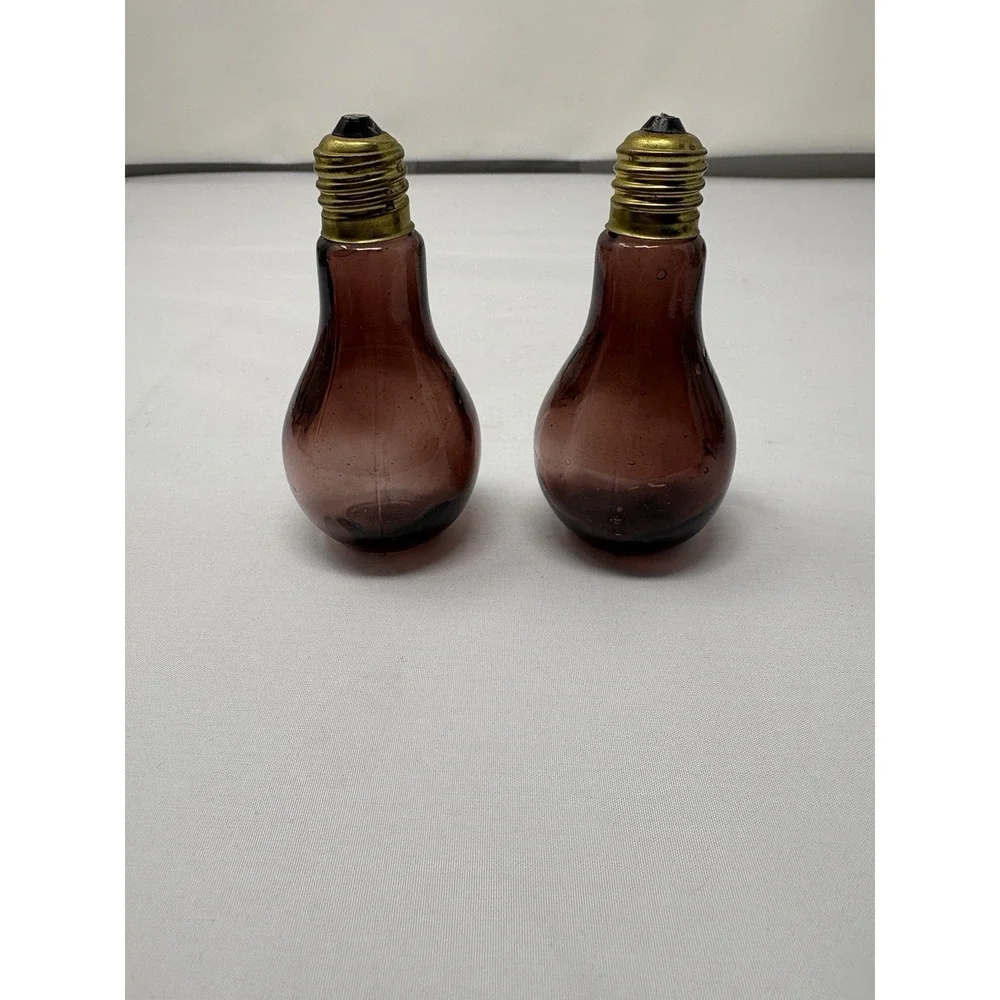 Vintage 1960s Purple Blown Glass Light Bulb Salt & Pepper Shakers Retro MCM Rare